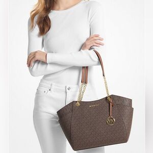 Michael Kors MK Jet Set Travel Large Chain Shoulder Bag Tote- BNWT